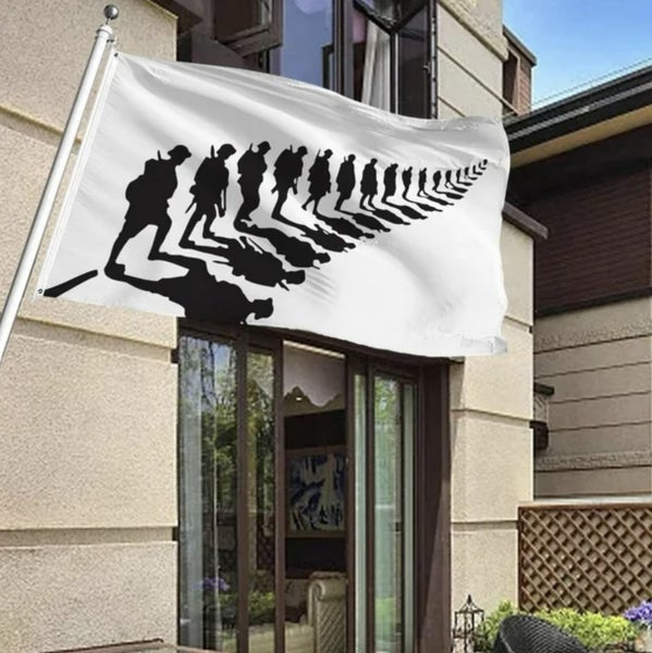 ANZAC Day Flag Lest We Forget - Soldier (Silver Fern) Flag 150 cm X 90 cm630021964930591123