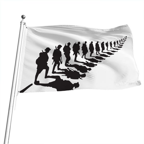 ANZAC Day Flag Lest We Forget - Soldier (Silver Fern) Flag 150 cm X 90 cm63002196493059111
