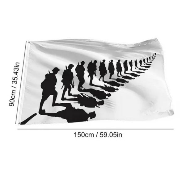 ANZAC Day Flag Lest We Forget - Soldier (Silver Fern) Flag 150 cm X 90 cm63002196493059112