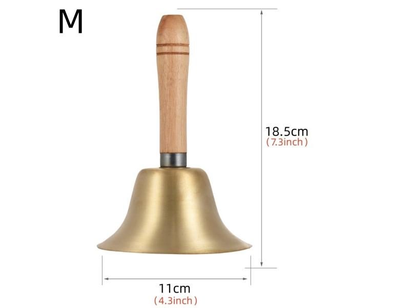Miwayer Extra Loud Solid Brass Hand Call Bell With Wooden Handle 4.3/3.2in Used Carousel 1