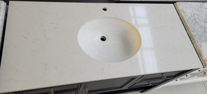 Engineered stone vanity top 120cm - white, shiny white & carrara Carousel 2