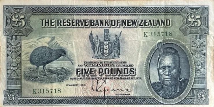Governer L Lefeaux K First Prefix Five pound Banknote628543167641611123