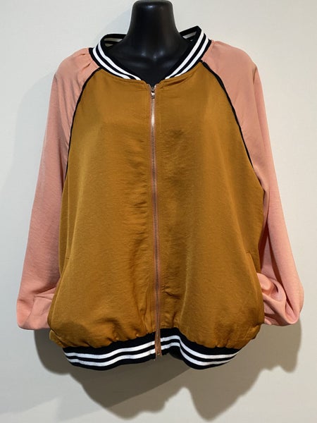 Et Alia Blaise Bomber Jacket M – Mustard & Blush Colour Block Zip Jacket64443768301697112