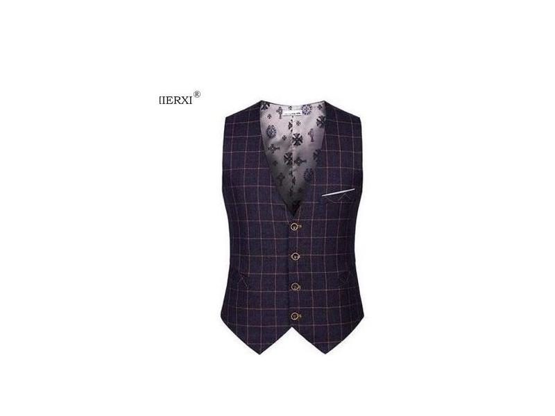SHIERXI Top Seller Spring Autumn New Man Suit Vest Fashion Slim Fit Thin Grid Carousel 1