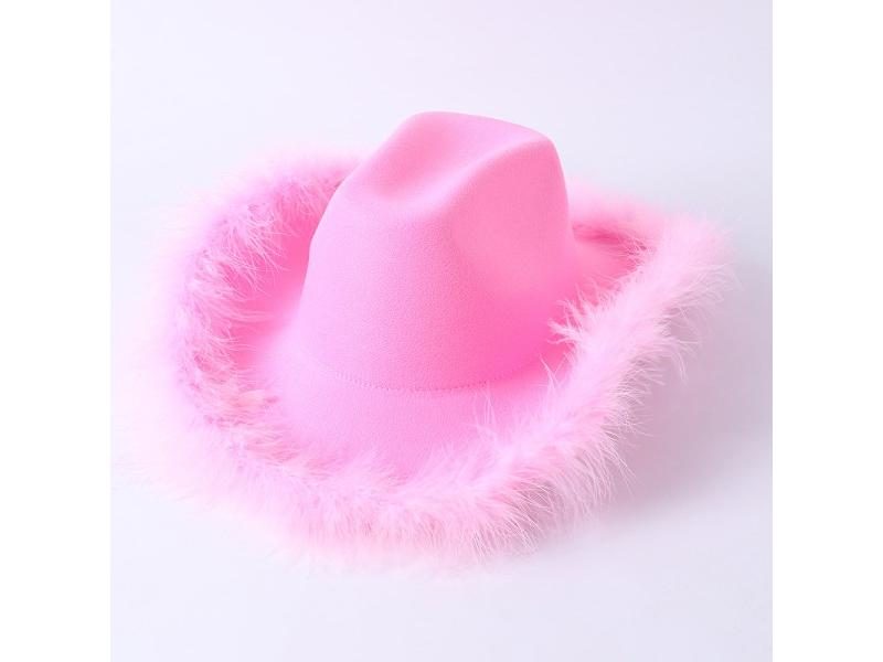 Fashion Cowgirl Hat Fluffy Feather Western Cowboy Hat For Christmas Festival Carousel 1