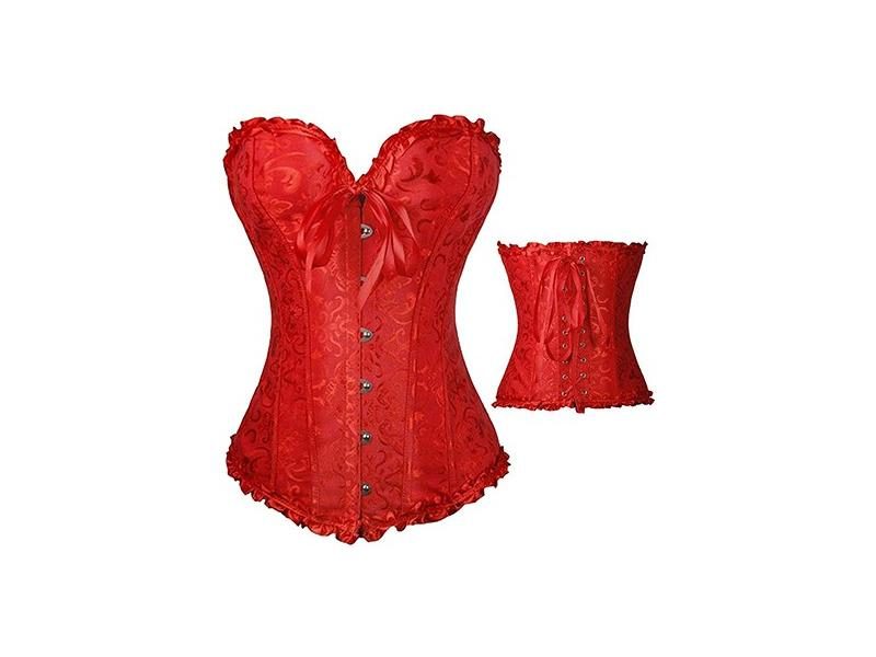 X Plus Size S-2XL/6XL Sexy Lace Up Boned Overbust Corset Bustier Top Waist Carousel 1