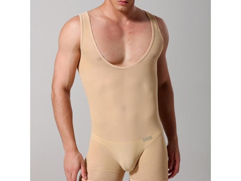 Men Gay Bodysuit High Elastic Jumpsuit Male Transparent Erotic Playsuit Mesh Carousel 1