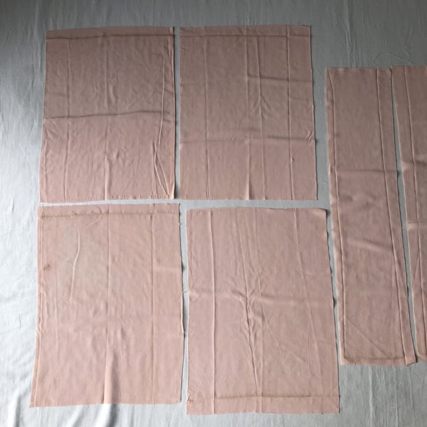 Vintage Pale Baby Pink Japanese Silk Fabric Pieces Crafts Sewing Carousel 1