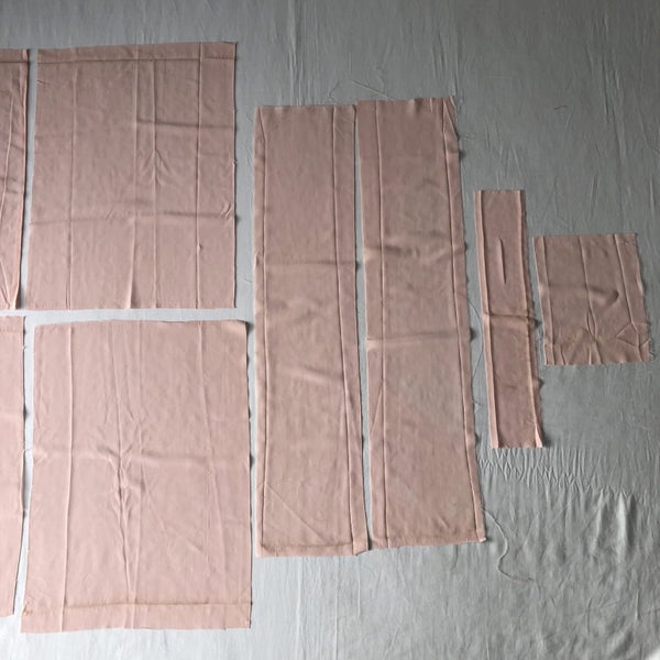 Vintage Pale Baby Pink Japanese Silk Fabric Pieces Crafts Sewing Carousel 2