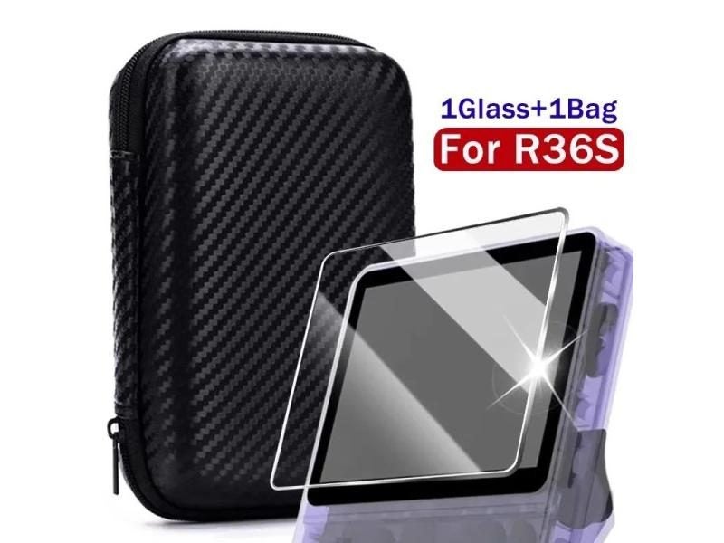 4 IN 1 Case Glass For R36S Game Console Travel Carrying Storage Bag Screen Carousel 1