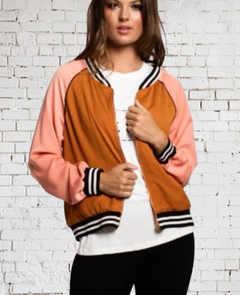 Et Alia Blaise Bomber Jacket M – Mustard & Blush Colour Block Zip Jacket64443768301697110