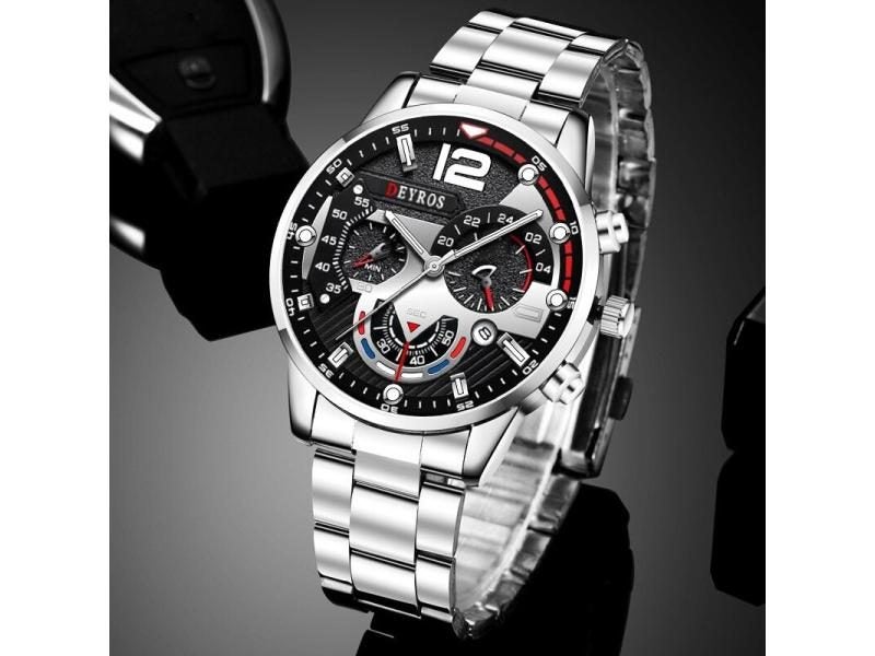 Fashion Mens Watches Luxury Stainless Steel Quartz Wristwatch Calendar Luminous Carousel 1