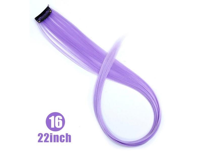 LUPU 22 Inch Synthetic Colored Highlight Hair Extensions Rainbow Long Straight Carousel 1