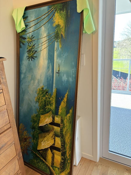 Huge 1960s oil decor painting mid century retro62854316482691111