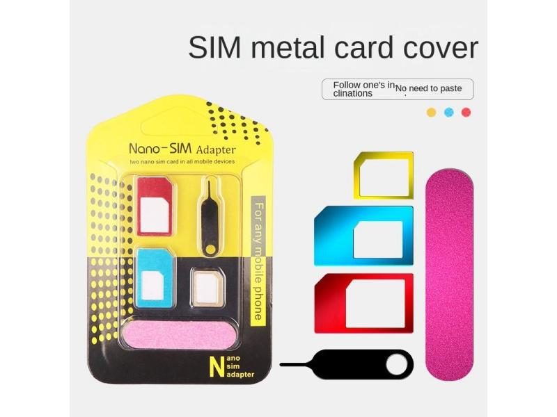 1PCS 5 In 1 Sim Card Holder Adapter Cellphone Ejector Pin Accessories Metal Carousel 1
