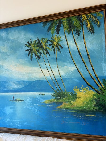 Huge 1960s oil decor painting mid century retro62854316482691112