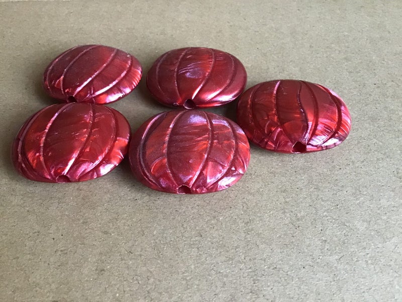 5 MARBLED 2 SHADES RED RESIN 15 x 18MM OVAL63615606069507111
