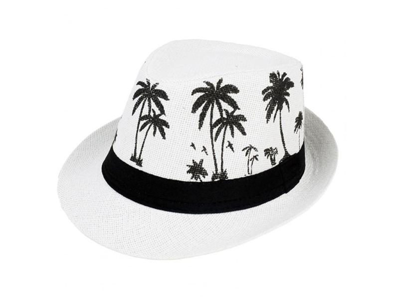 Men Beach Hat Breathable Short Brim Tree Print Contrast Color Flat Top Sun Carousel 1