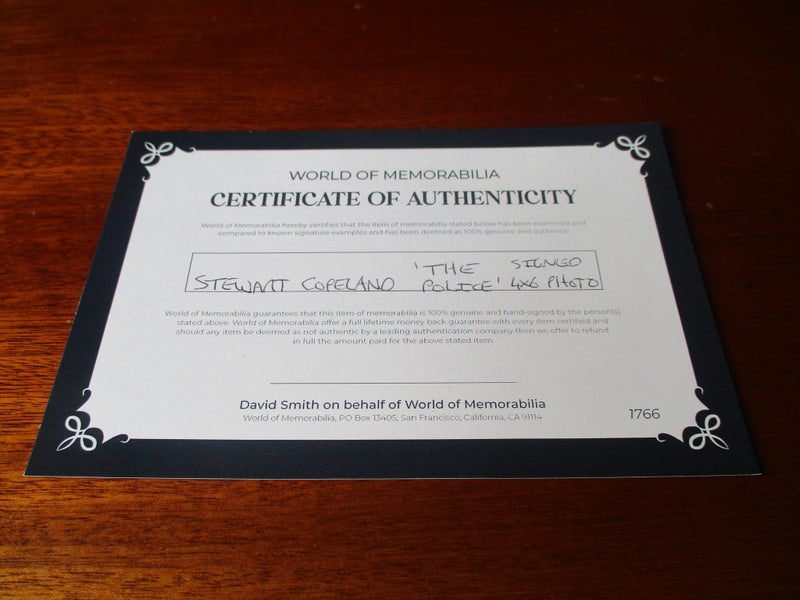 Stewart Copeland "The Police Drummer" signed photo + certificate Carousel 5