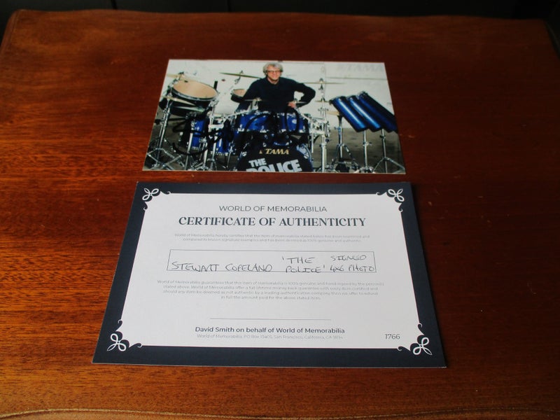 Stewart Copeland "The Police Drummer" signed photo + certificate Carousel 1