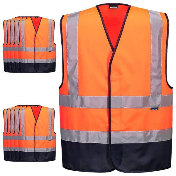 10x Portwest Hi Vis Vest Safety Reflective Tape High Visibility Workwear Bulk... Carousel 1
