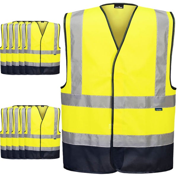10x Portwest Hi Vis Vest Safety Reflective Tape High Visibility Workwear Bulk... Carousel 1