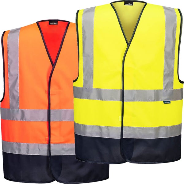 Portwest 2 Pack Hi Vis Contrast Safety Vest Reflective Tape Orange + Yellow B... Carousel 1