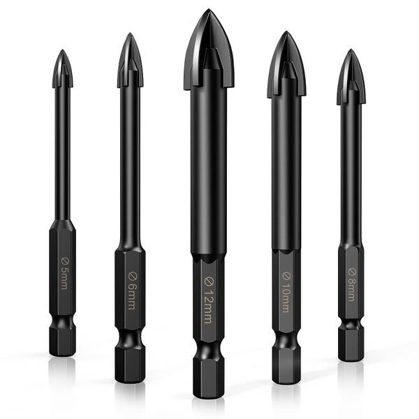 New 5pcs Masonry Drill Bit Set Brick Tile Ceramic Glass *Sale Sale Carousel 1