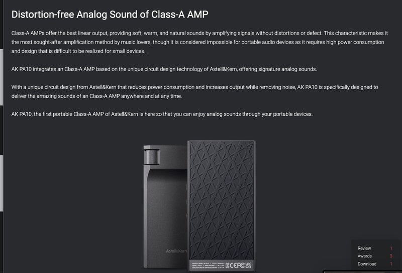 Astell&Kern A&ultima AK PA10 Amp Amplifier Portable Class-A Headphone AMP New Carousel 2