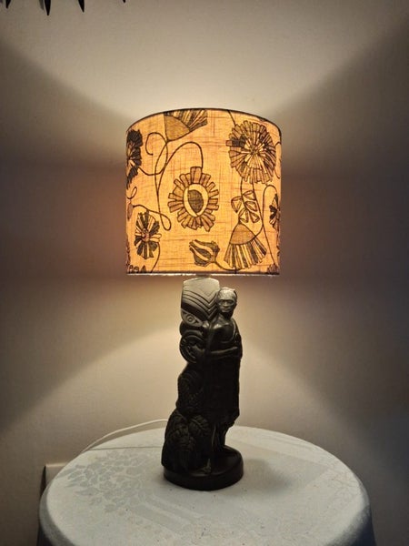 Vintage Rare Allan Davey Carved Maori Figure Lamp62854316716546112