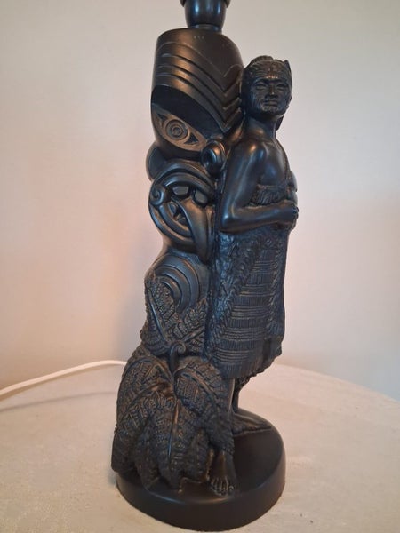 Vintage Rare Allan Davey Carved Maori Figure Lamp62854316716546111