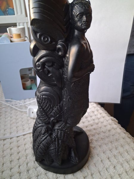 Vintage Rare Allan Davey Carved Maori Figure Lamp62854316716546114