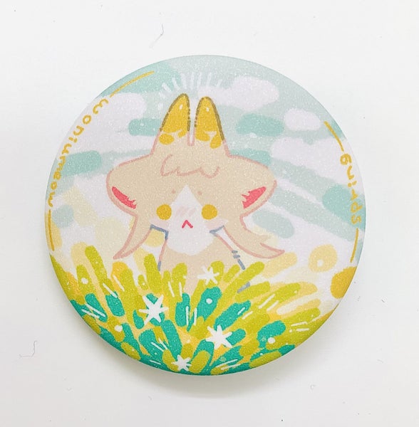 Shiny badge - 58mm -tinplate base - Spring Carousel 1