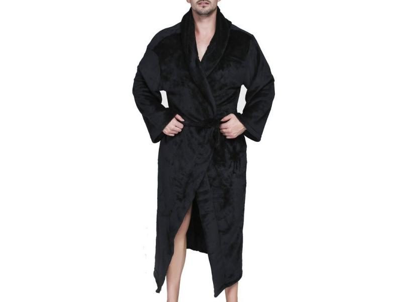 Men Winter Plus Size 10XL 12XL Long Flannel Fleece Bathrobe Kimono Warm Bath Carousel 1