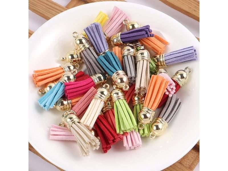 30pcsTiny Tri Layered Keychain Tassels Mini Tassel For Craft Jewelry Making Carousel 1