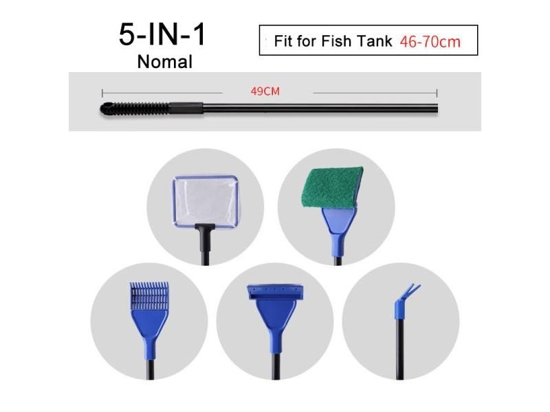 6-IN-1 Aquarium Cleaning Tools Kits Fish Tank Clean Set Fish Net Gravel Rake Carousel 1