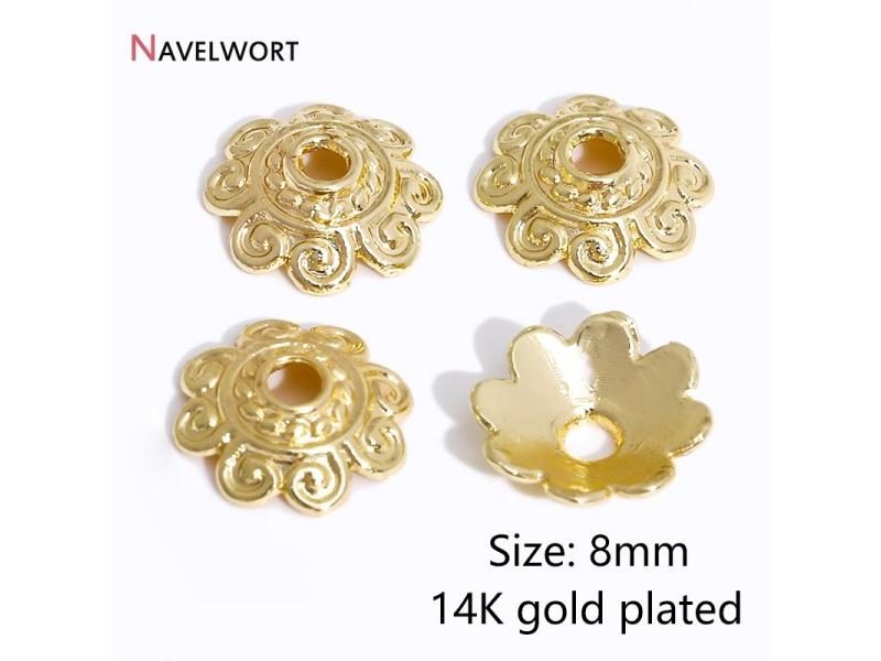 14K/18K Gold Plated Brass Bead Caps Caps For Beads Flower Bead Caps For Jewelry Carousel 1
