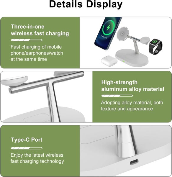 3 in1 Wireless Charger Station|Fashion Desktop Device62863232793218112
