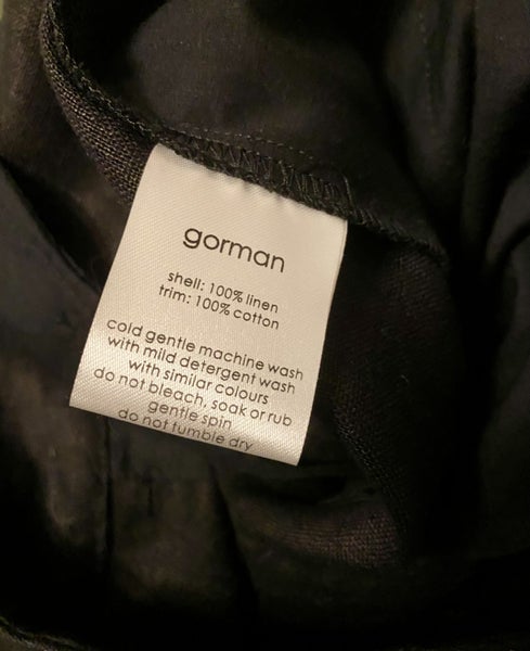 Black linen Gorman pants with embroidery (size 18)62863221220994113