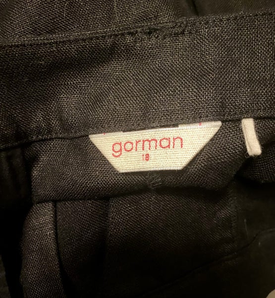 Black linen Gorman pants with embroidery (size 18)62863221220994114