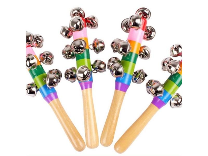 New Colorful Rainbow Hand Held Bell Stick Wooden Percussion Musical Toy For KTV Carousel 1