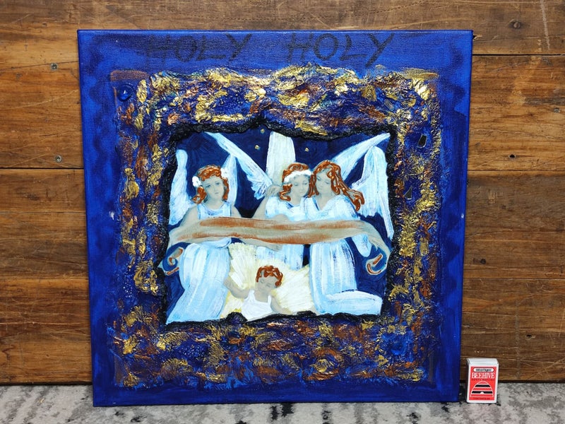 Jesus and Angels | Original Mixed Media Illustration on Canvas $1 RESERVE WEEK! Carousel 2