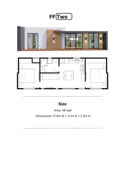 2 Bedroom 11.8m x 4.1m Tiny Home/Modular Home Carousel 17