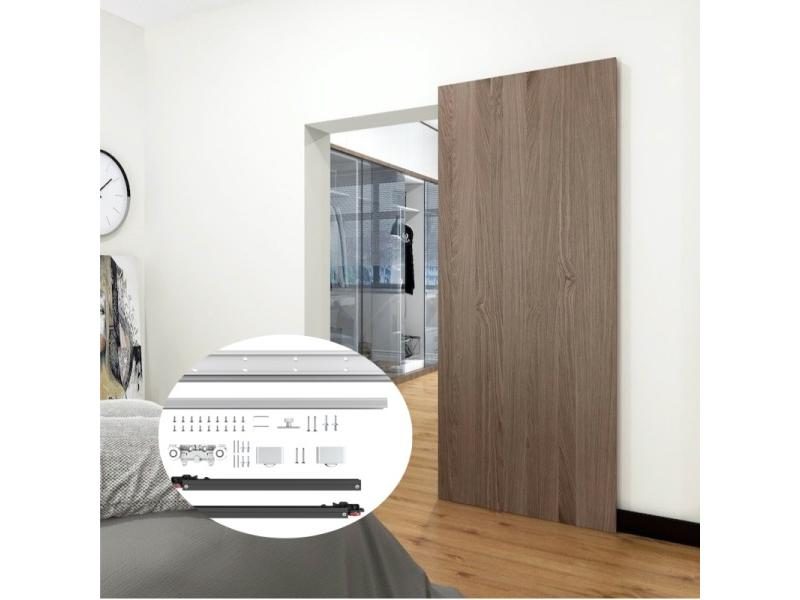 38" Hidden Sliding Barn Door Hardware Track Kit Floating Soft Closing Interior Carousel 1