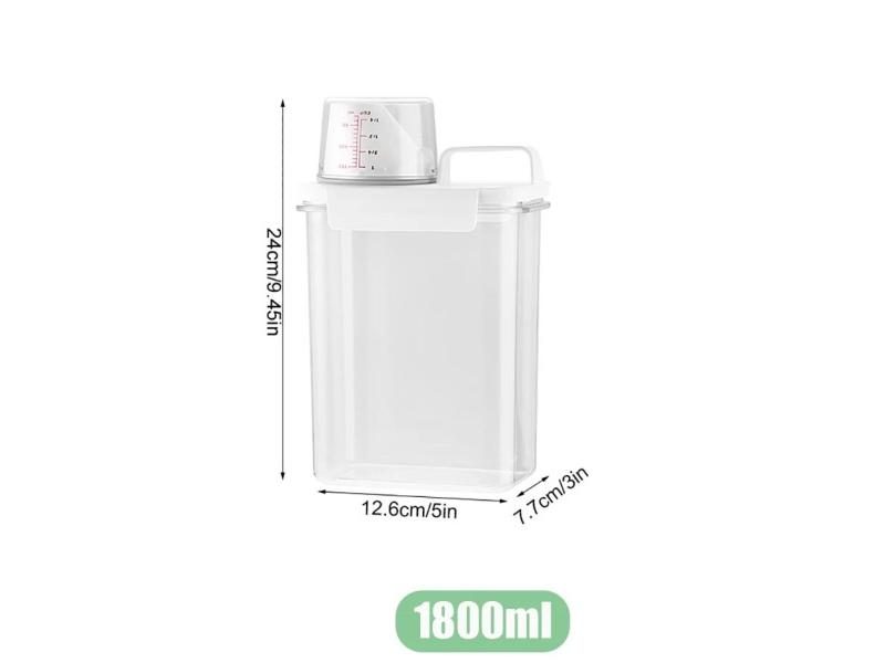 Portable Washing Powder Dispenser With Measuring Cup - Airtight Laundry Liquid Carousel 1
