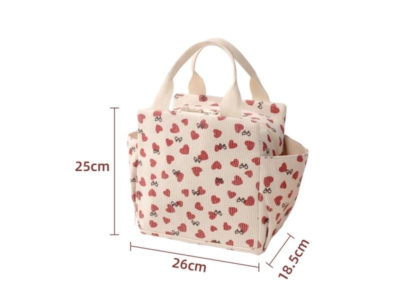 Corduroy Lunch Bag Thermal Insulation Lunch Box Storage Handbag Multifunctional Carousel 1