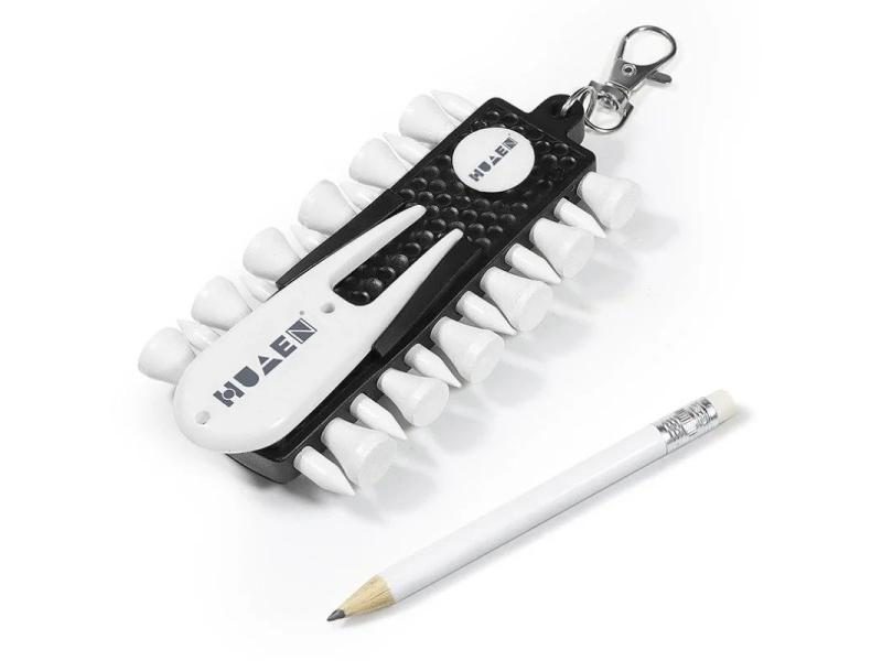 PGM Golf Tees Rack With 12pcs Tees Green Fork And Pencil Portable Golf Carousel 1