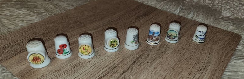 8 DIFFERENT THIMBLES BONE CHINA UN MARKED Carousel 1