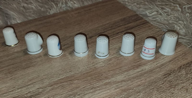 8 DIFFERENT THIMBLES BONE CHINA UN MARKED Carousel 2
