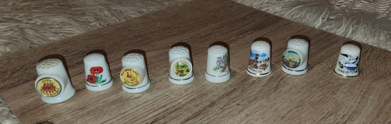 8 DIFFERENT THIMBLES BONE CHINA UN MARKED Carousel 3
